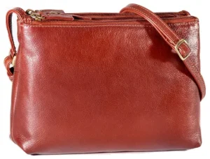 Derek Alexander leather crossbody bag with three zip sections