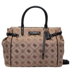 GUESS Dorothy Girlfriend Satchel – Latte Logo/Black